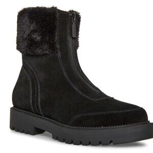 NEW Blondo Hayven Zip Black Faux Shearling Waterproof Fur Suede Bootie A733